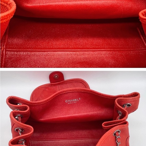 ❤️❤️Chanel❤️❤️ Red Caviar Leather Camellia Flower Accordion Chain Bag Matching P - Picture 6 of 9